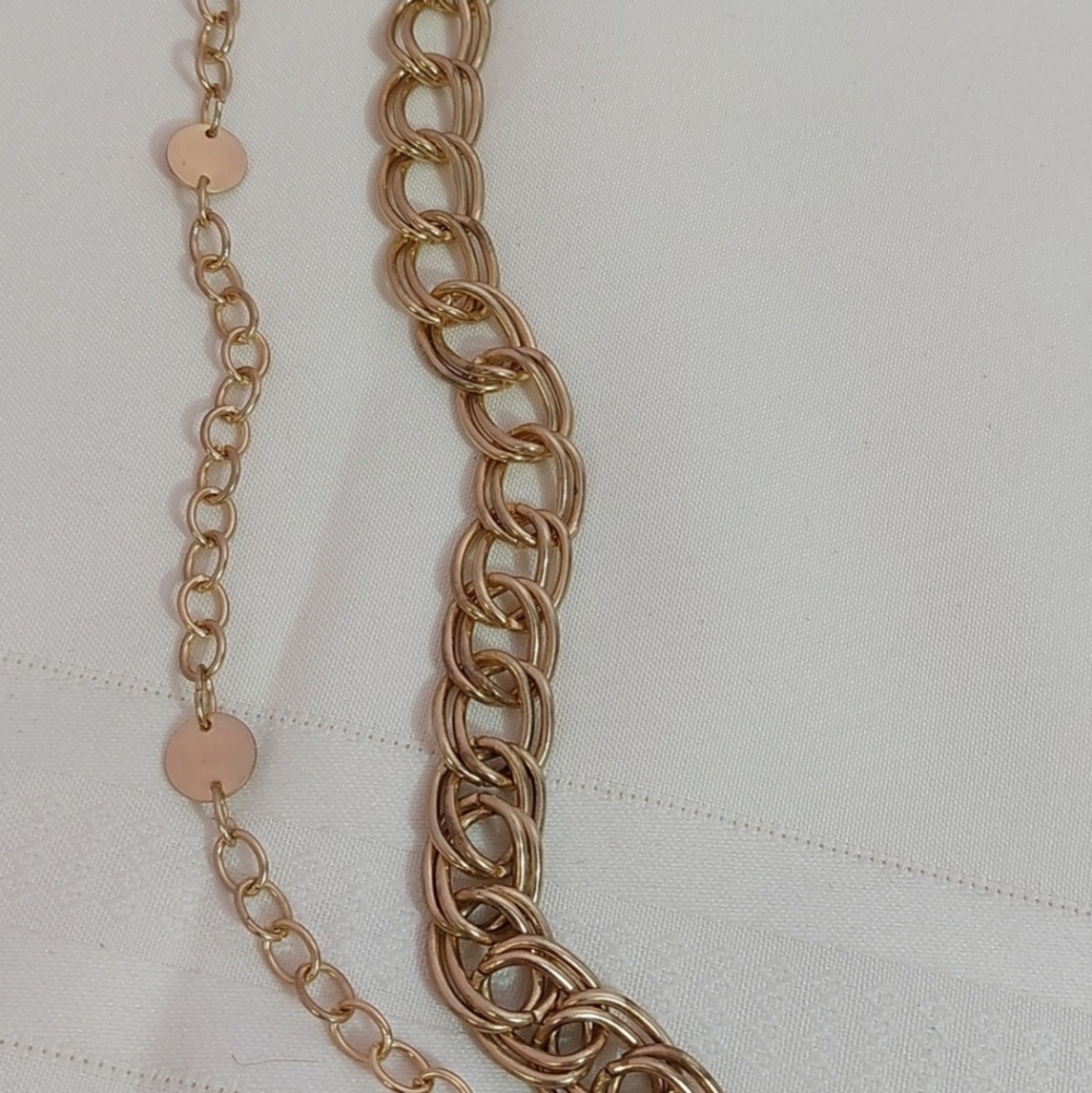Women's 2-Row Layered Chain Gold Tone Belt Approximately 48" Long - Picture 4 of 6